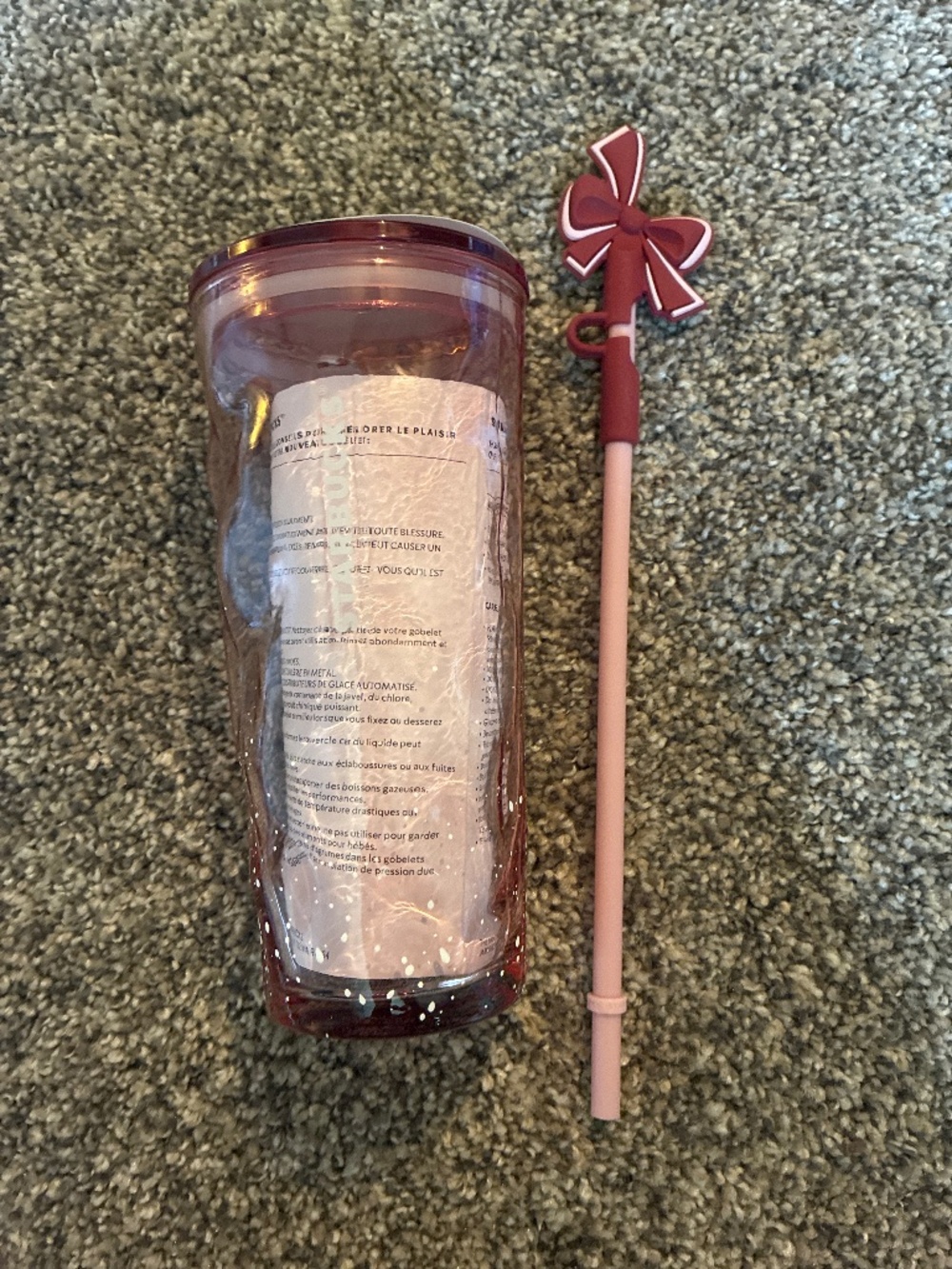 Starbucks Pink Winter Wonderland Cold Cup With Bow Straw Topper
